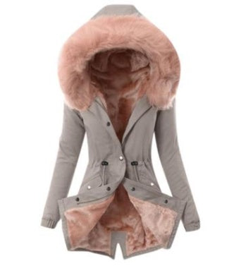 Parka Femme Doublée – Fausse Fourrure Rose
