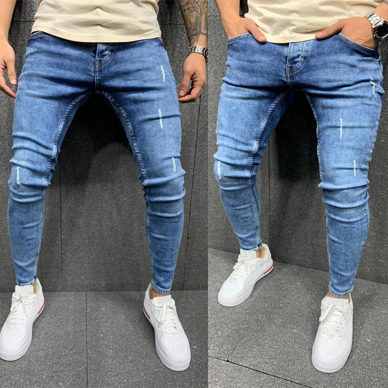Jean Slim Déchiré Homme – Denim Extensible, Look Urbain et Tendance – Mode Streetwear
