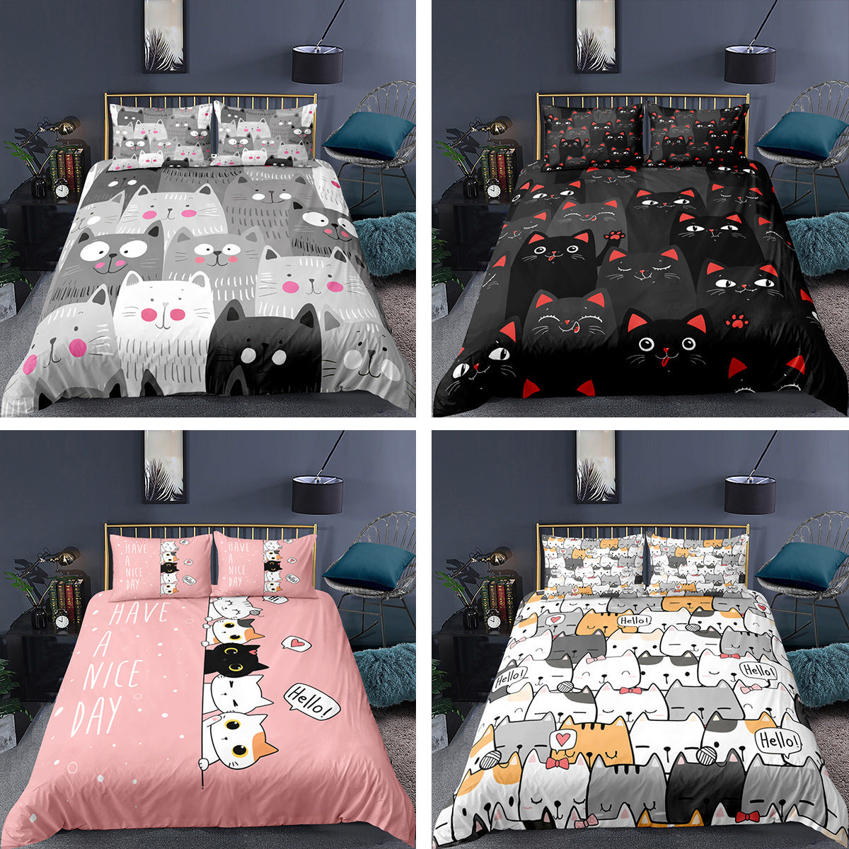 Housse de Couette Motif Chats – Style Kawaii & Confort Absolu