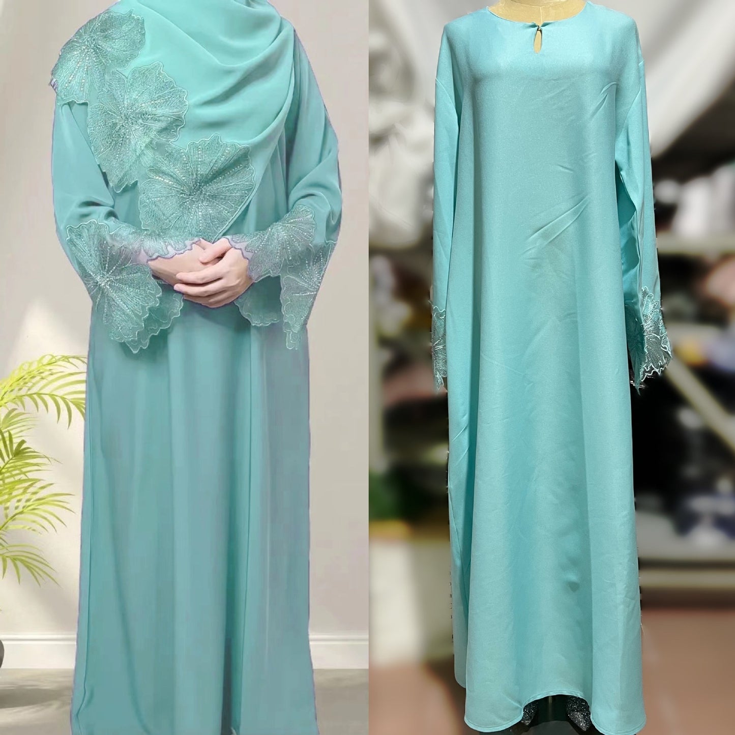 Abaya Blanche Élégante – Broderie Luxe & Finesse Muslim