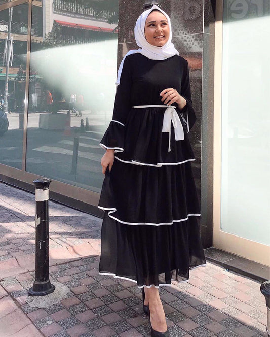 Robe Musulmane Élégante à Nœud – Style Dubaï Chic