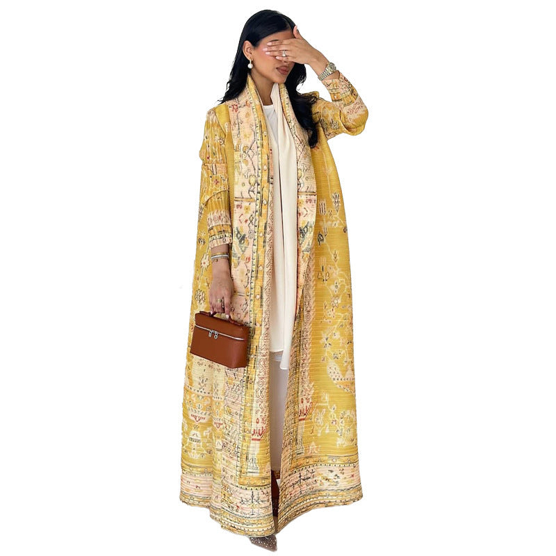Robe Longue Cardigan Imprimé Oriental – Élégance & Confort