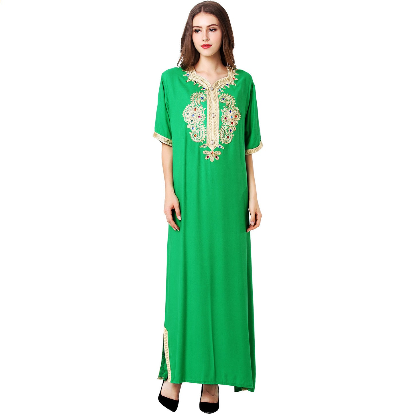 Robe Musulmane Élégante – Style Moyen-Orient à Manches Courtes