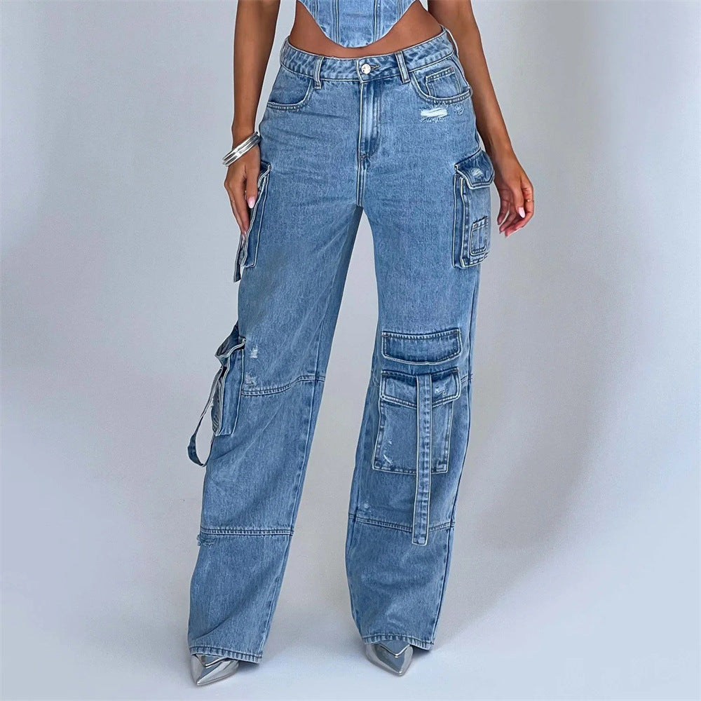 Ensemble Bustier & Jean Cargo – Total Look Denim Audacieux