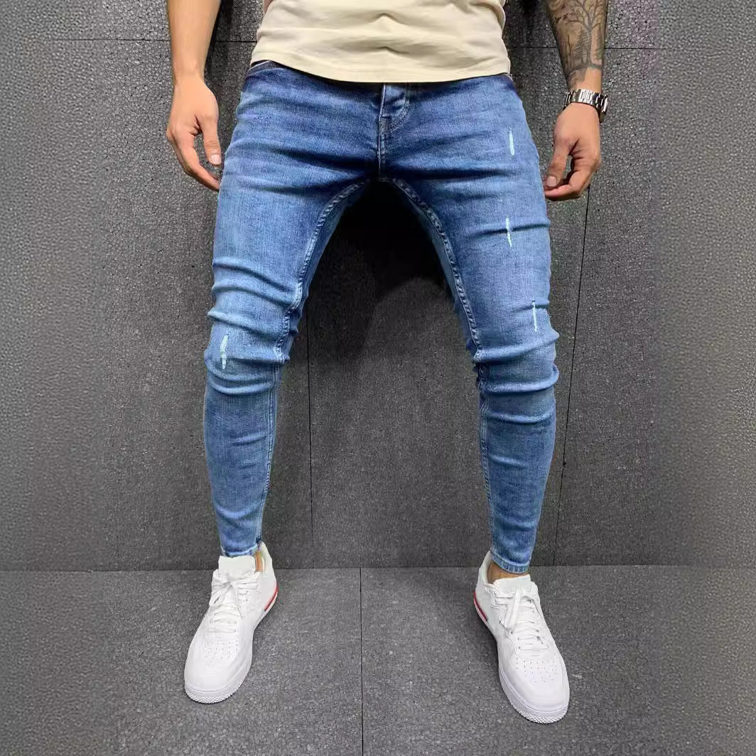 Jean Slim Déchiré Homme – Denim Extensible, Look Urbain et Tendance – Mode Streetwear