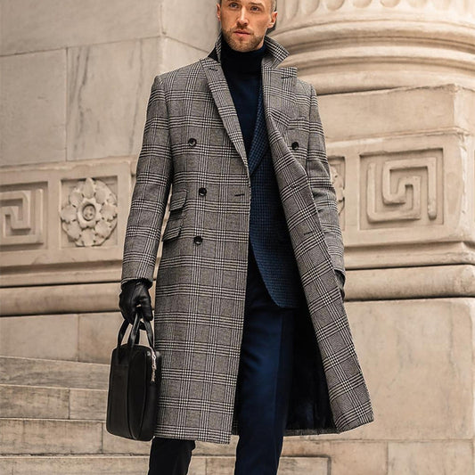 Manteau Homme en Laine à Carreaux – Élégance et Style Haut de Gamme