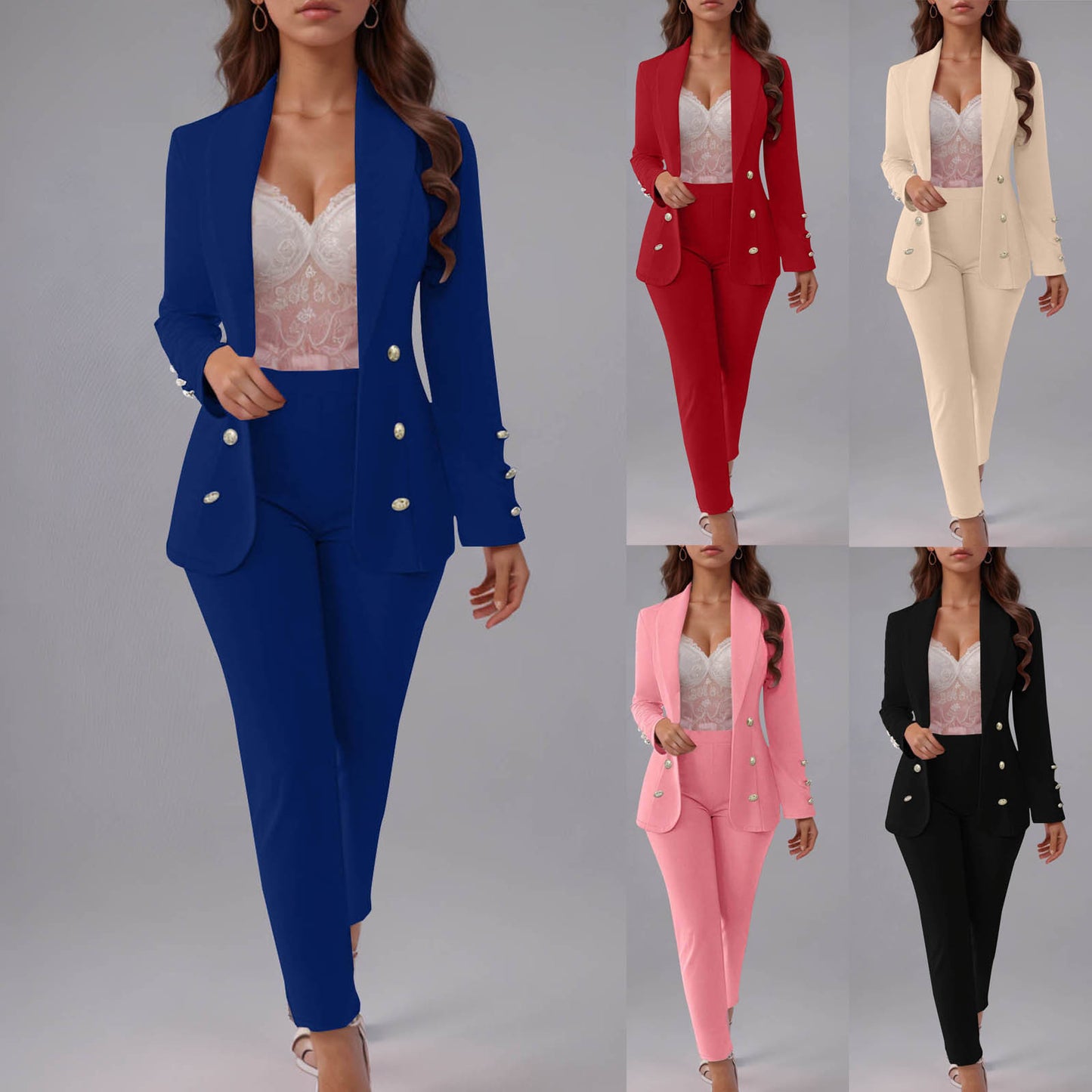 Ensemble Tailleur Femme Élégant – Veste Cintrée + Pantalon