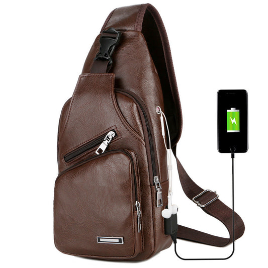 Sac Bandoulière Homme en Simili Cuir – Anti-vol & Port USB de Recharge