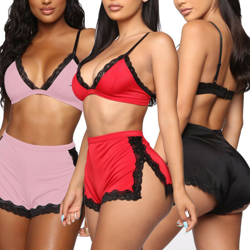 Ensemble Lingerie Satiné 2 Pièces avec Dentelle – Confort & Séduction