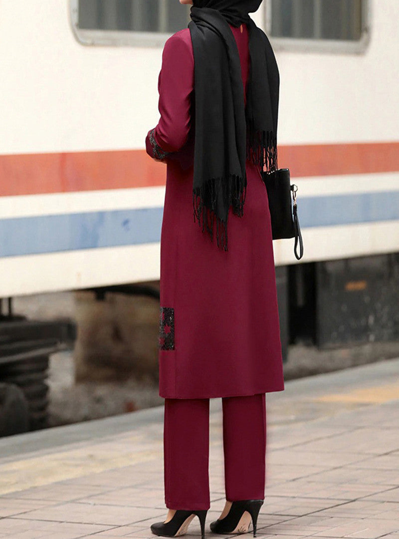 Ensemble Modeste Élégant – Long Blazer et Pantalon Coordonné Muslim