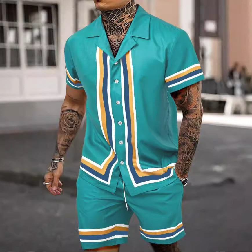 Ensemble Chemise et Short à Rayures – Élégance et Confort