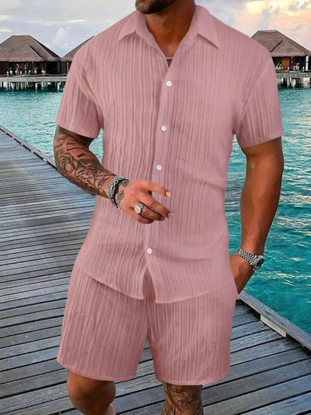 Ensemble Chemise & Short "Riviera Élégance" – Crème