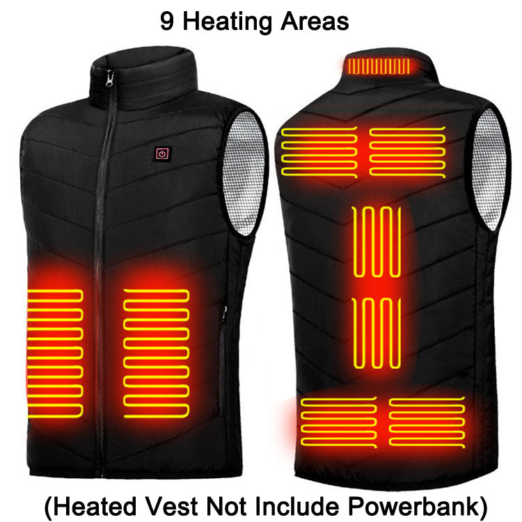 Gilet Chauffant Électrique Unisexe – 9 Zones de Chauffage – USB Rechargeable
