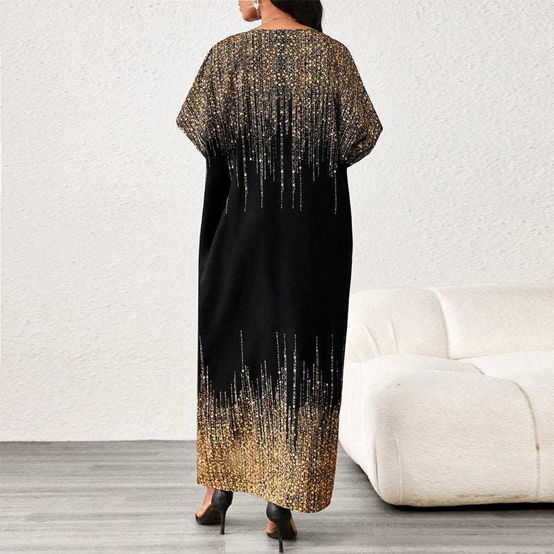 Robe Kimono Dégradée Dorée & Noire – Look Élégant et Tendance