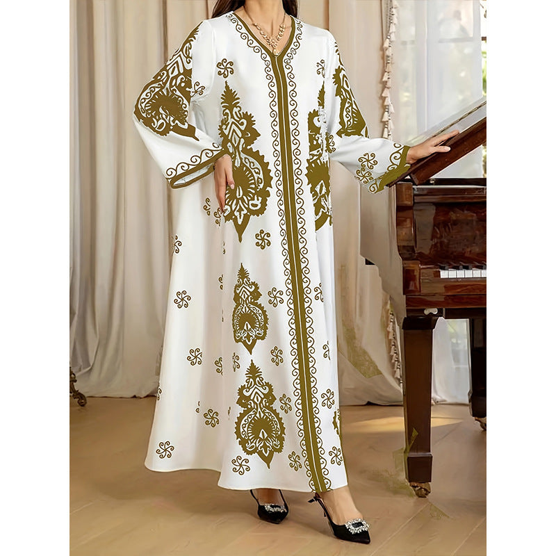 Robe Longue Brodée Orientale – Style Dubaï/Turquie – Élégance Traditionnelle et Moderne pour Occasions