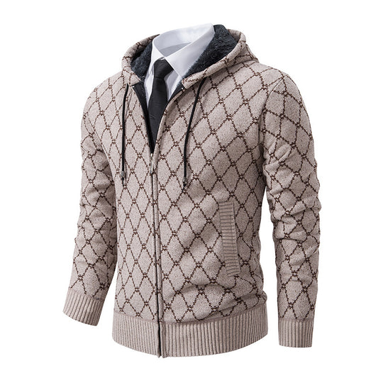 Gilet zippé homme capuche doublée, effet laine chic bleu marine