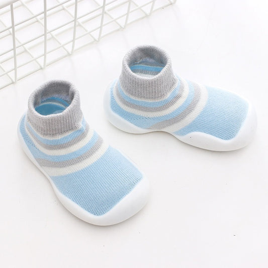 Chaussons‑chaussettes bébé antidérapants – Maille douce & semelle souple pour premiers pas