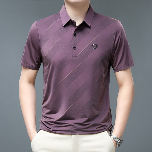 Polo homme manches courtes effet léger satiné – Col classique, coupe technique