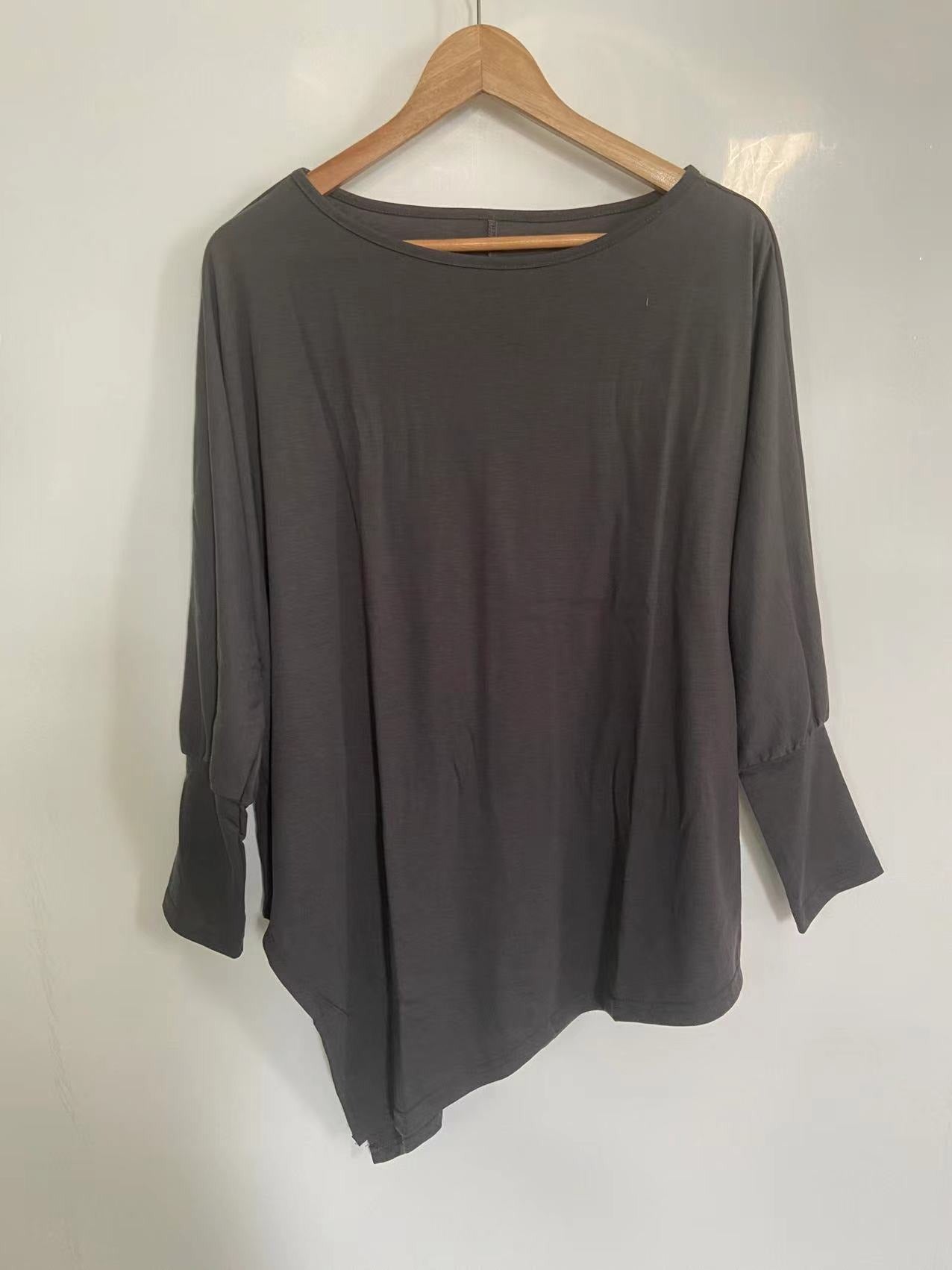 Top femme oversize asymétrique manches longues – Confort fluide & look moderne