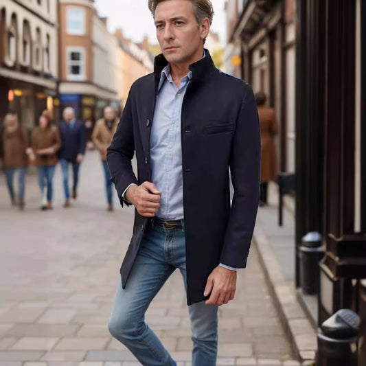 Manteau élégant homme – Coupe droite minimaliste