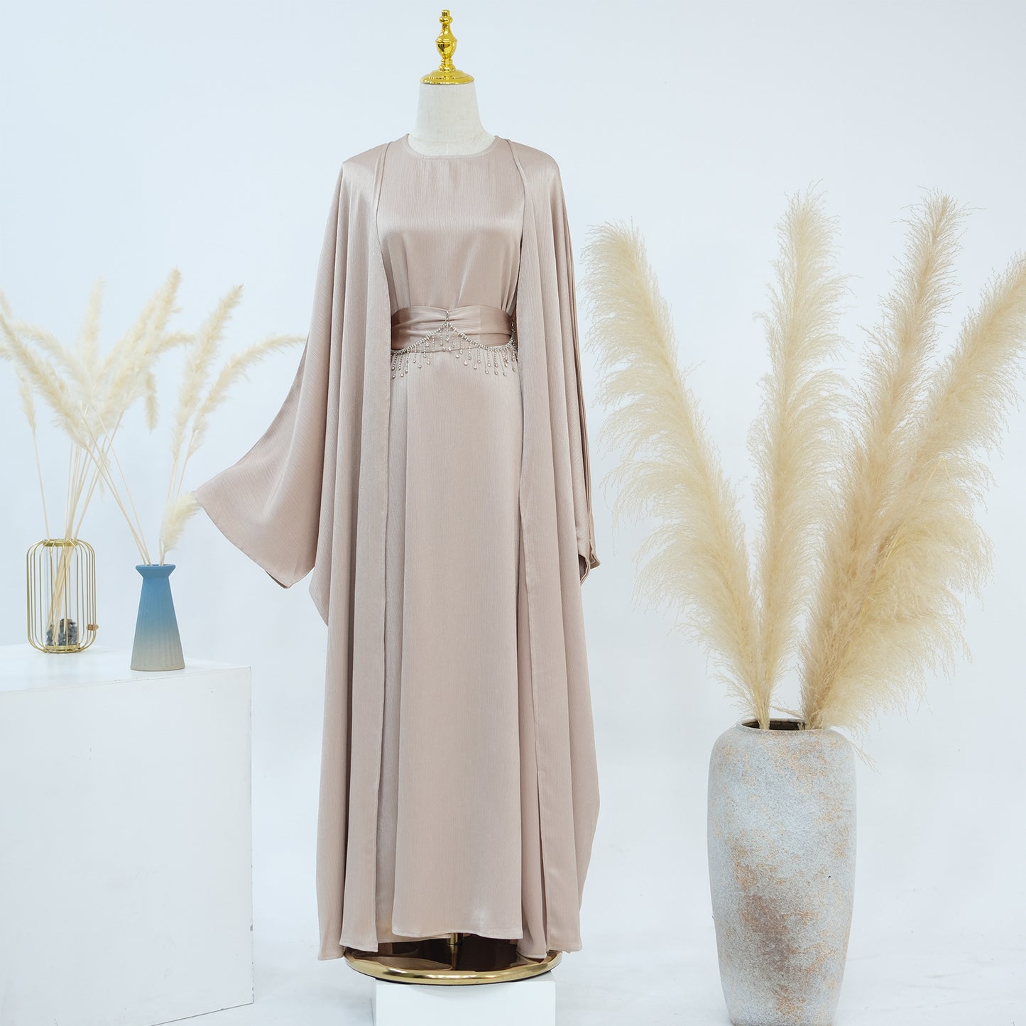 Ensemble Élégant Deux Pièces Femme – Style Turc Dubaï avec Chaîne Cristal