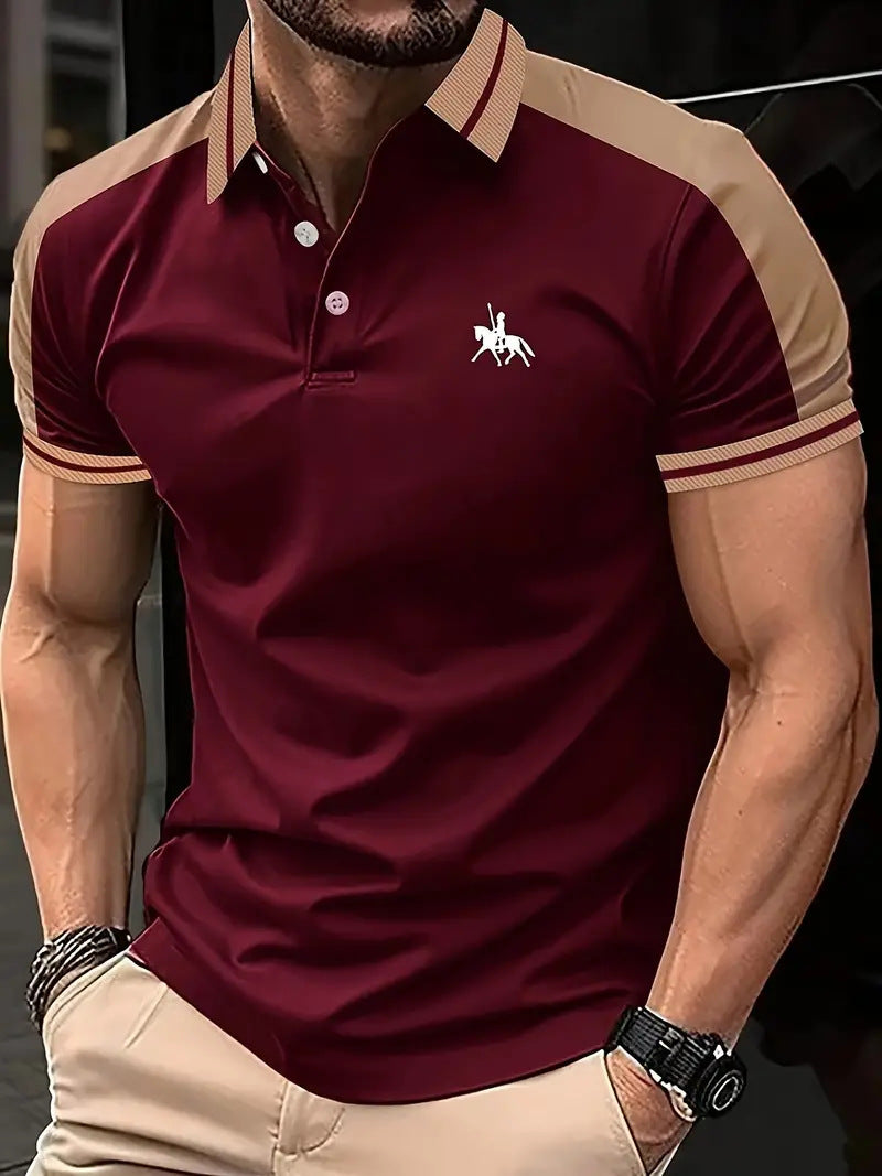 Polo Homme Chic Bicolore – Style Casual Élégant à Col Contrasté