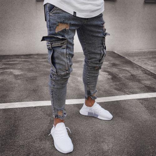Jean Cargo Streetwear Homme – Style Urbain & Détail Destroy