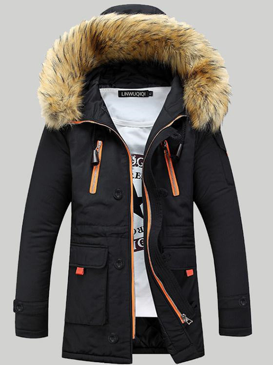 Veste Hiver Épaissie avec Capuche en Fausse Fourrure – Homme & Enfant