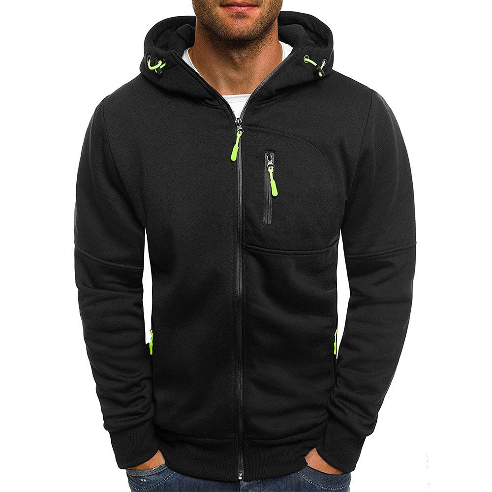 Sweat à capuche zippé homme – Capuche ajustable, poches zip, look sportif urbain