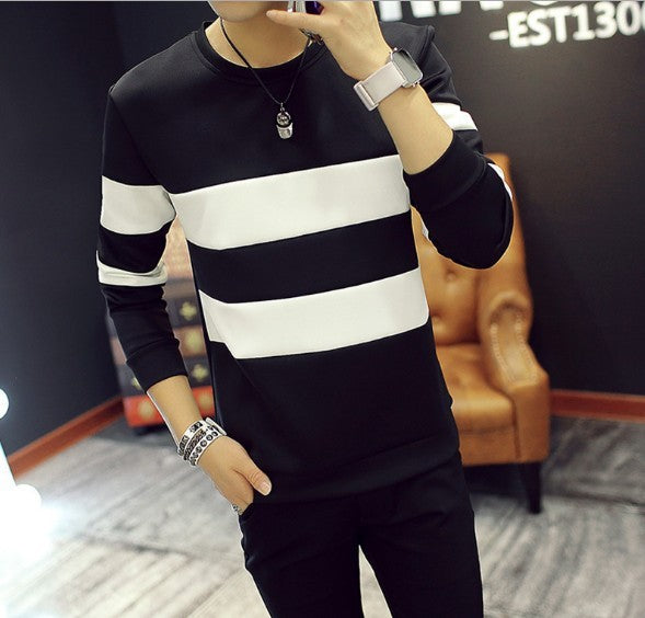 Pull rayé homme noir blanc, style street tendance, dispo immédiate