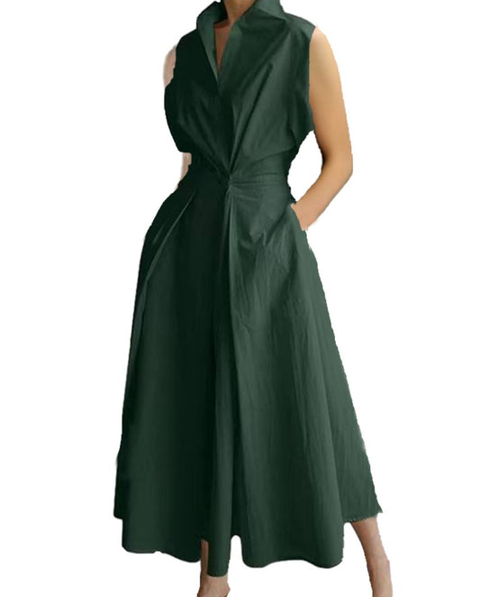 Robe Midi Élégante Sans Manches – Style Minimaliste et Raffiné