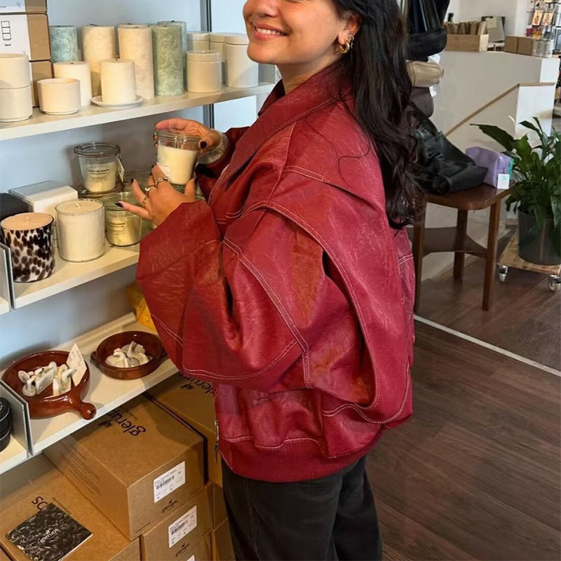 Veste Oversize Simili Cuir Femme – Streetwear Tendance