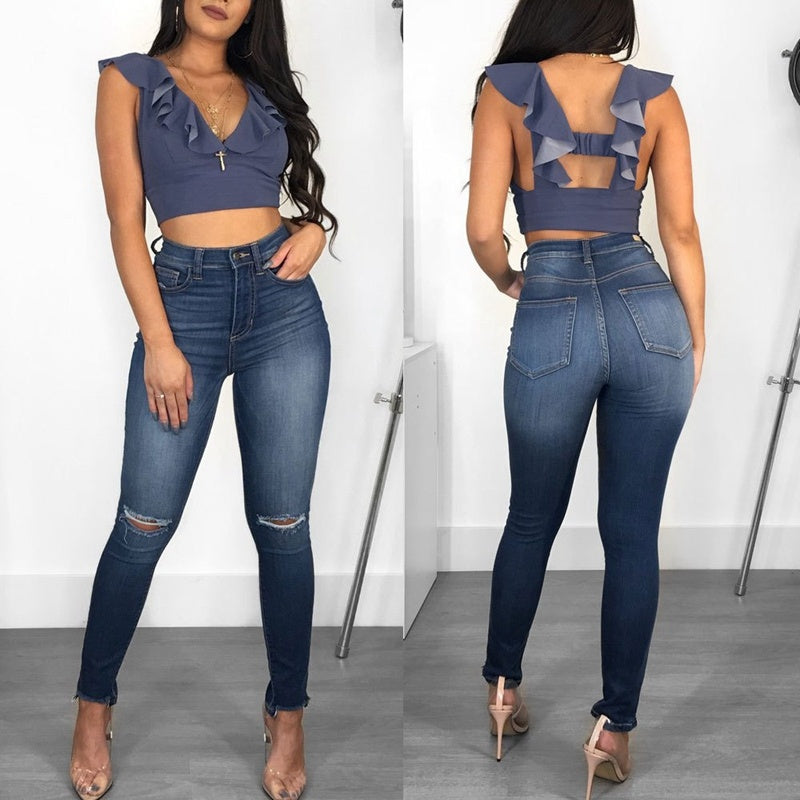 Jean Skinny Taille Haute Push-Up – Galbe & Confort