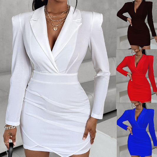 Robe Femme Chic – Mini-Robe Tailleur Élégante à Manches Longues | Tenue de Soirée & Cocktail
