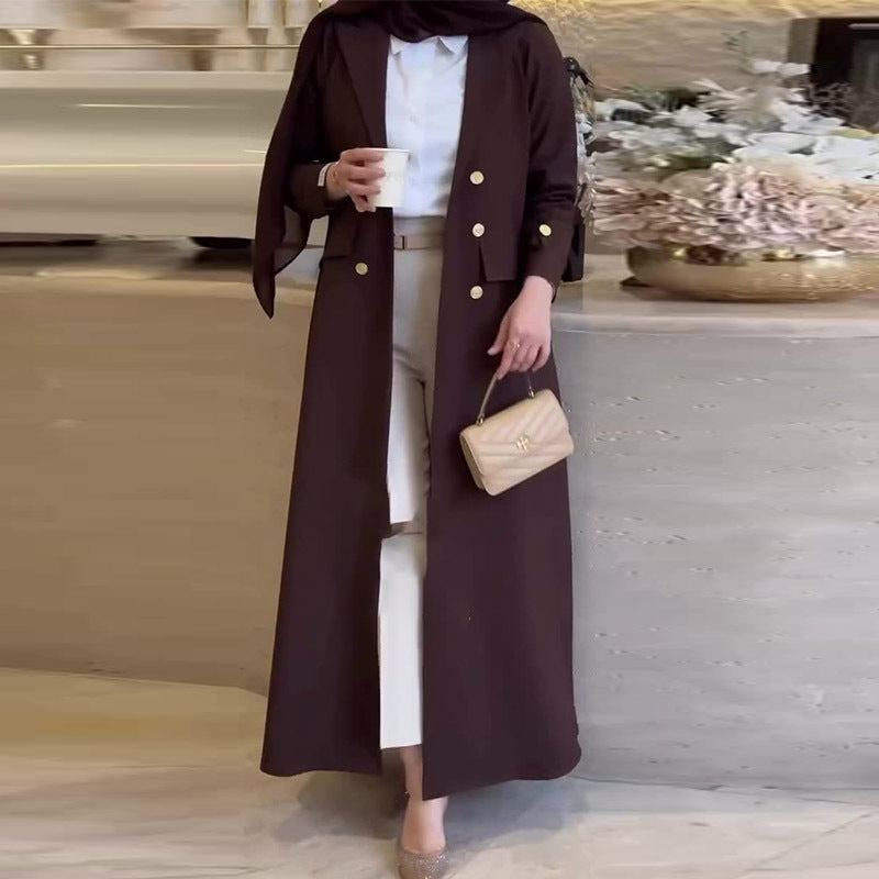New Designer Model  Abaya Élégante Femme – Manteau Long Chic à Boutons Dorés