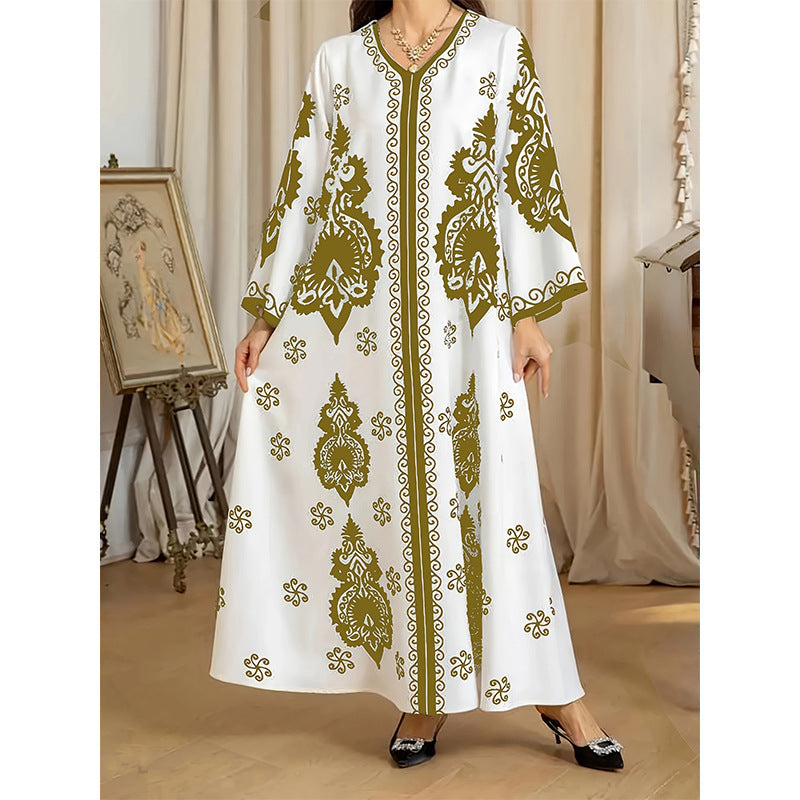 Robe Longue Brodée Orientale – Style Dubaï/Turquie – Élégance Traditionnelle et Moderne pour Occasions