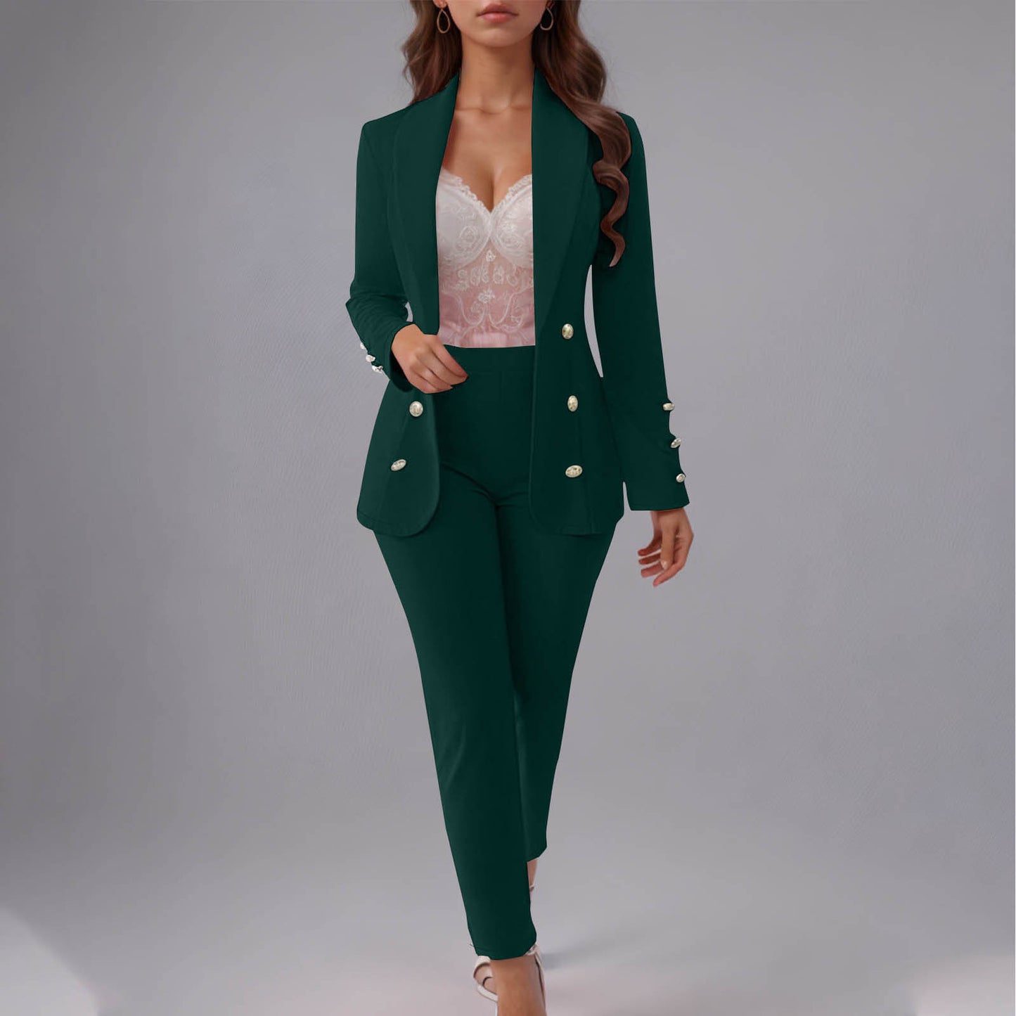 Ensemble Tailleur Femme Élégant – Veste Cintrée + Pantalon