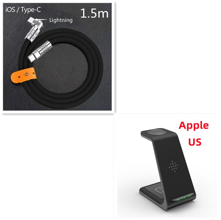 Chargeur Sans Fil 3 en 1 – Station de Chargement Rapide pour Smartphone, Montre et Écouteurs