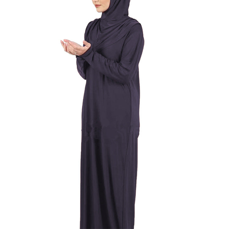 Abaya de prière douce & pudique – Ultra fluide, hijab intégré