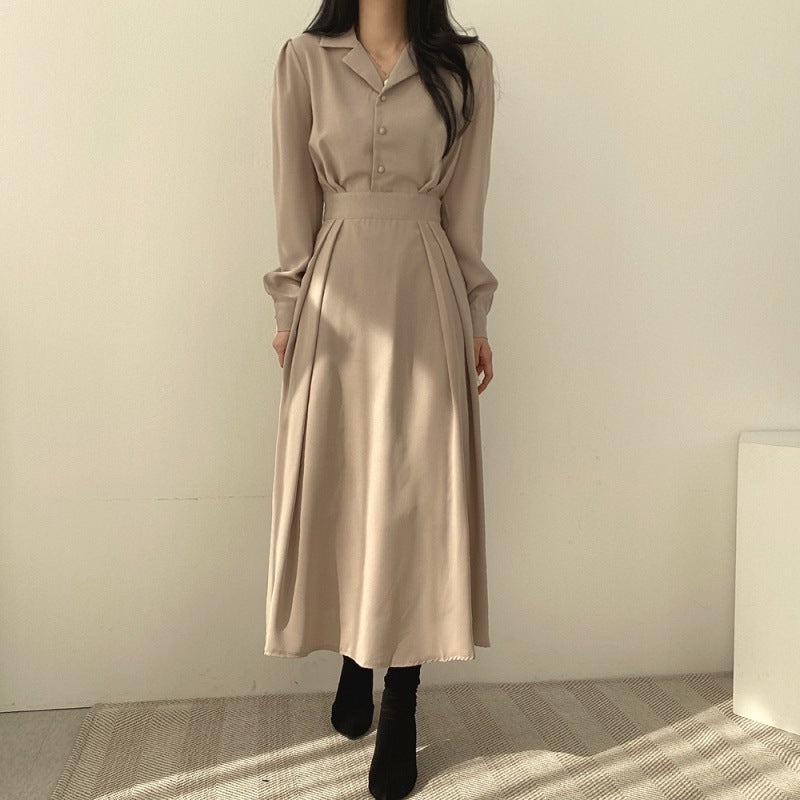 ROBE LONGUE ÉLÉGANTE À MANCHES LONGUES – STYLE MINIMAL CHIC
