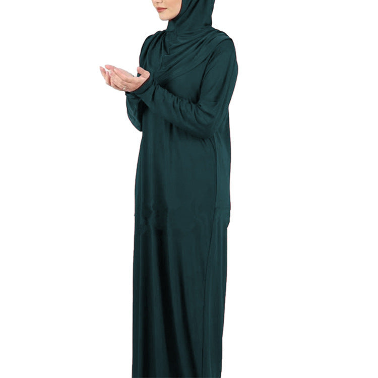 Abaya de prière douce & pudique – Ultra fluide, hijab intégré