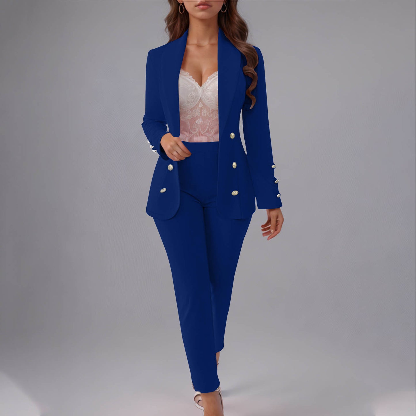 Ensemble Tailleur Femme Élégant – Veste Cintrée + Pantalon