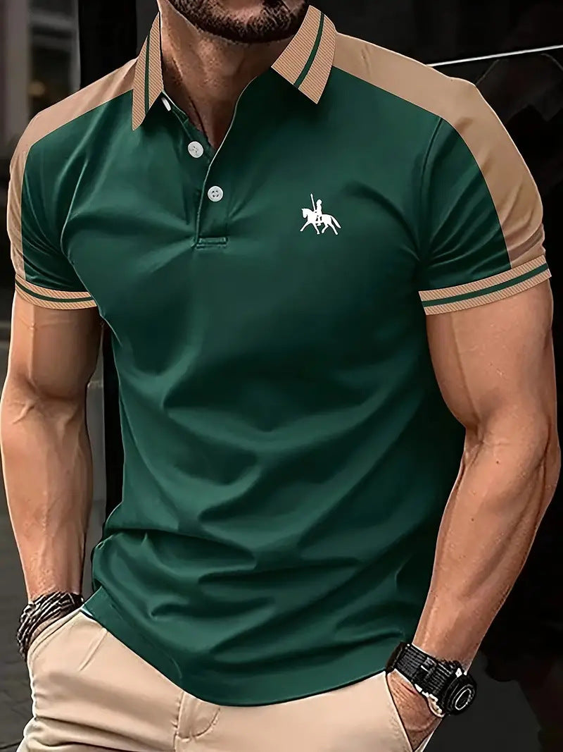 Polo Homme Chic Bicolore – Style Casual Élégant à Col Contrasté