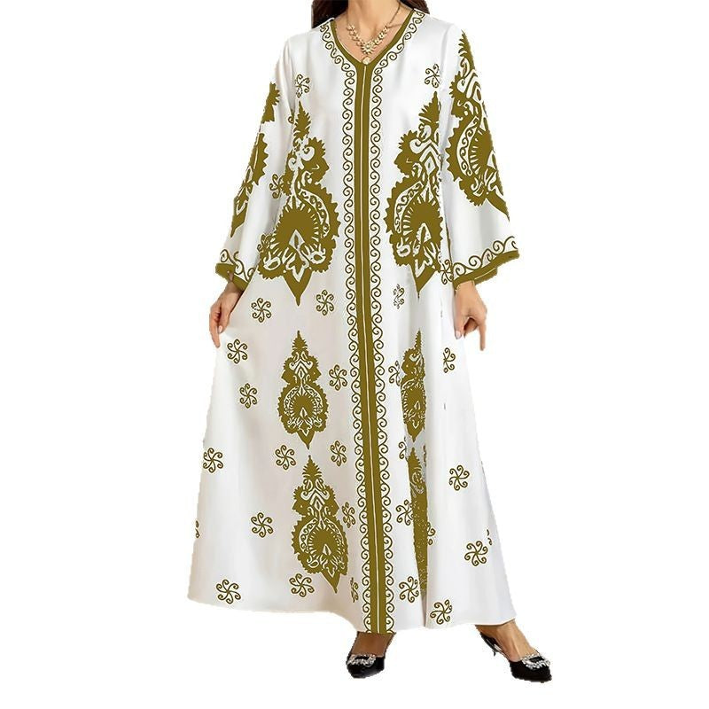 Robe Longue Brodée Orientale – Style Dubaï/Turquie – Élégance Traditionnelle et Moderne pour Occasions