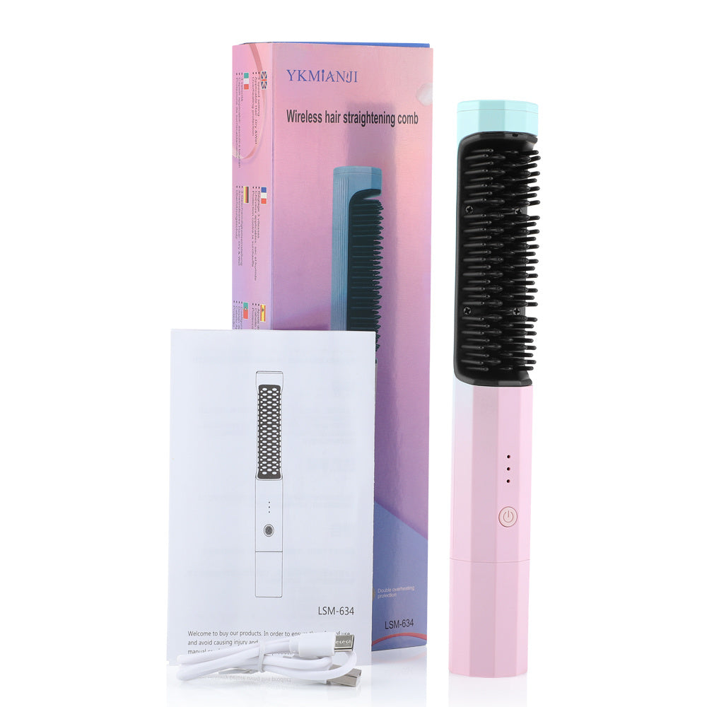 Brosse lissante chauffante rechargeable – Cheveux lisses, brillants & sans frisottis