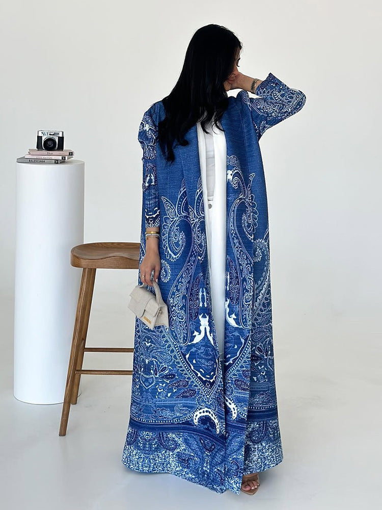 Robe Longue Cardigan Imprimé Oriental – Élégance & Confort