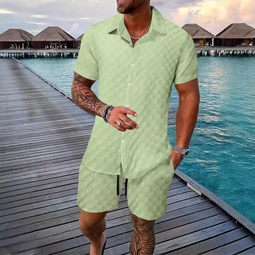 Ensemble Homme Été 2 Pièces – Chemise Boutonnée & Short | Look Bord de Mer 2025