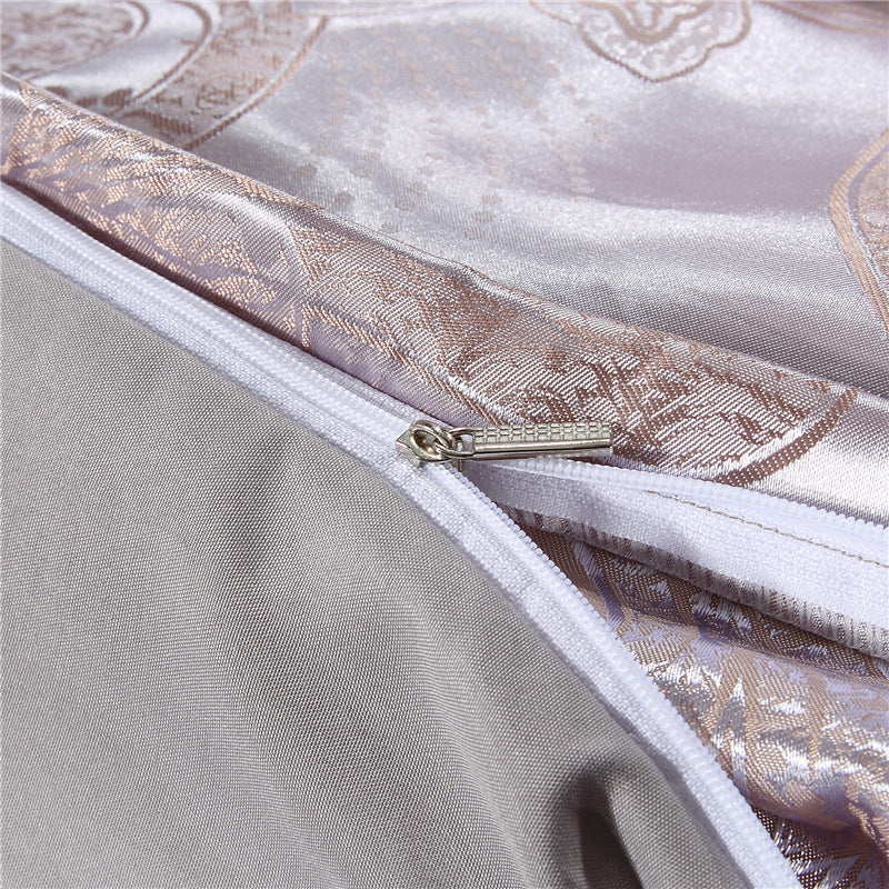 Parure de lit 4 pièces en jacquard satiné – Luxe, confort & élégance