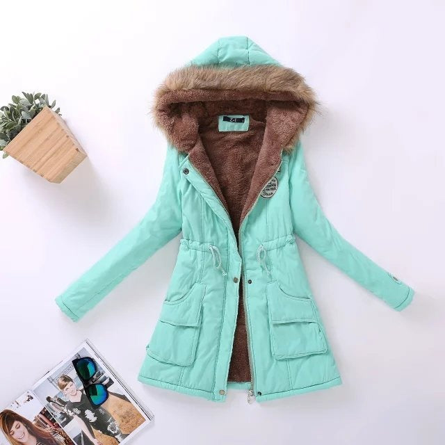 Parka d’Hiver Femme Doublée Polaire | Capuche Fourrure Chaude et Élégante – Disponible en Plusieurs Couleurs