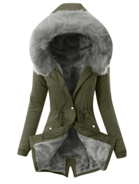Parka Femme Doublée – Fausse Fourrure Rose